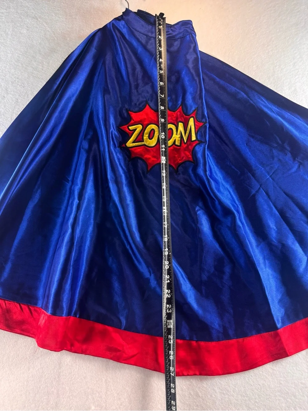 Superhero Costume Cape Blue Red ZOOM One Size 27”